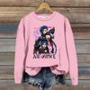 Women's Casual Fashion Print Long Sleeve O-Neck Pullover Top Blouse