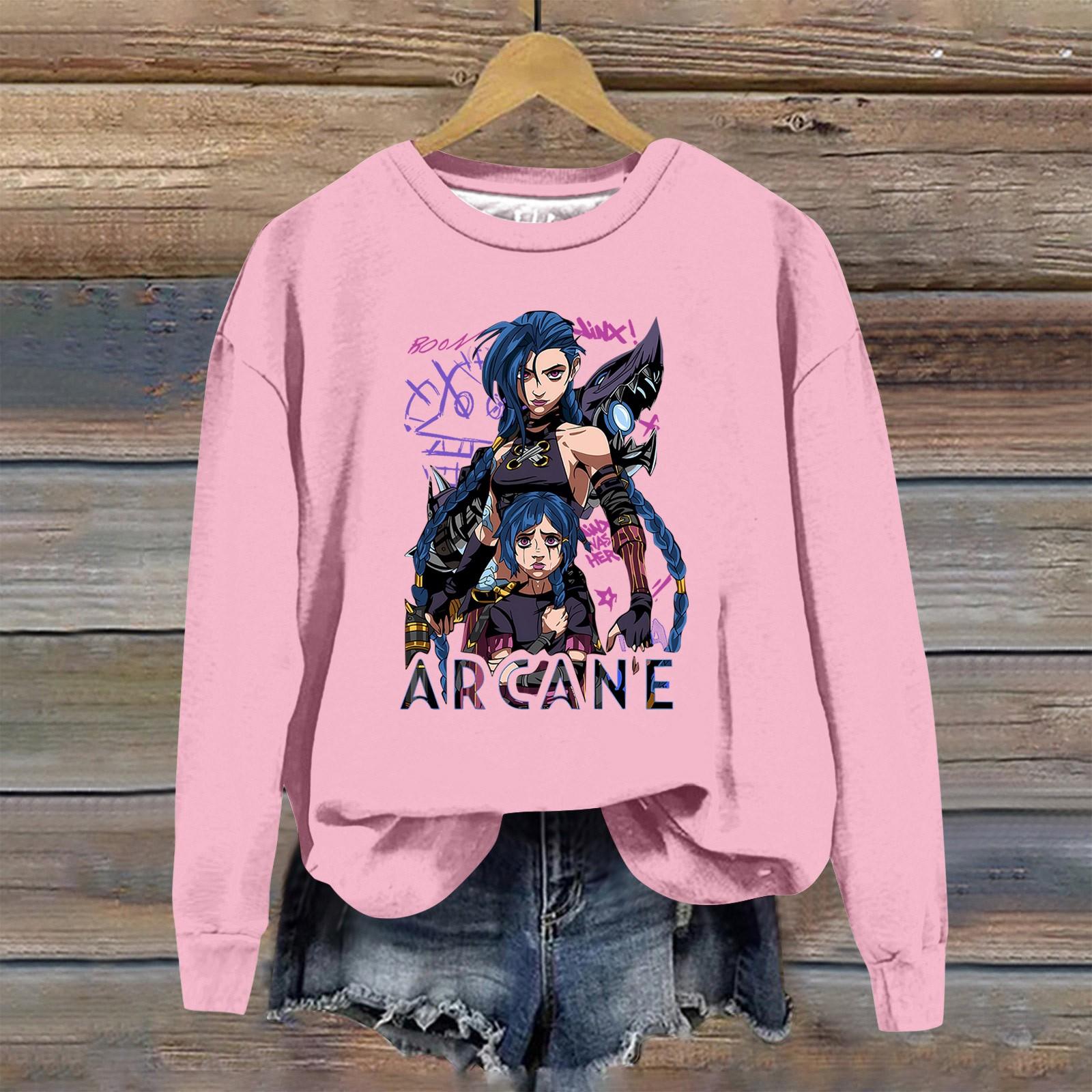 

Женская повседневная модная блузка с длинным рукавом и круглым вырезом с принтом и пуловером L розовый