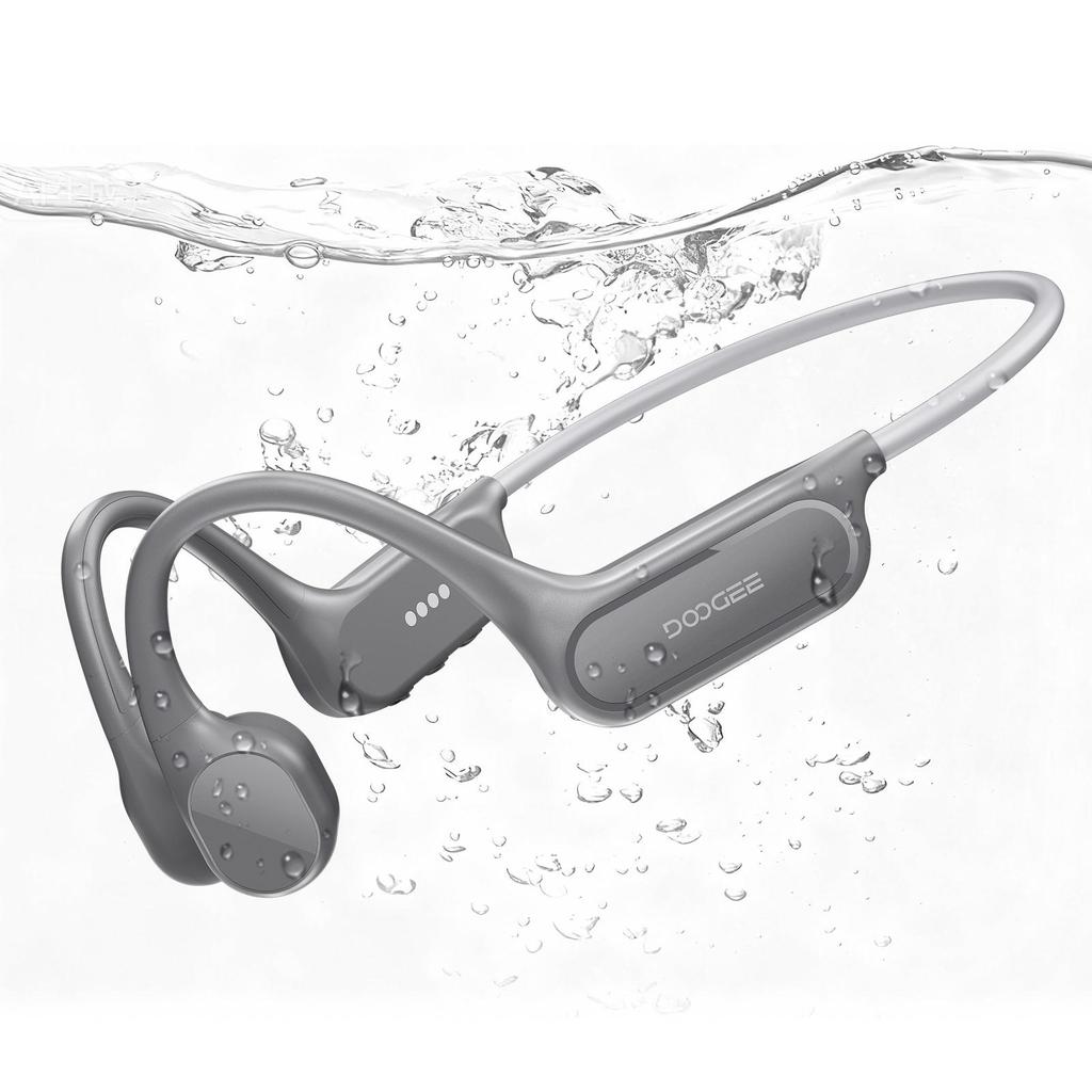DOOGEE Bone Conduction Headphones IP68 Waterproof, 10H Running Headphones Bluetooth 5.4 Open Earphones 32GB MP3, Underwater Swimming,Fitness