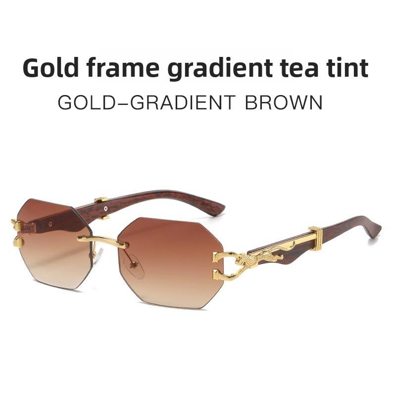Leopard Pattern Vintage Wooden Frame Sunglasses With Uv400 Protection For Fashion And Driving