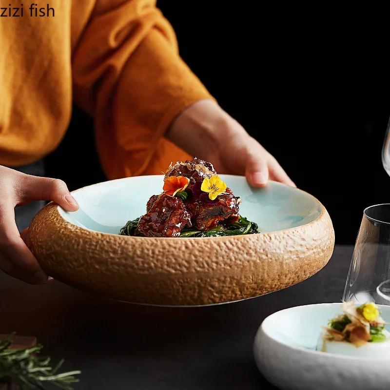 Creative Ceramic Dinner Dishes Household Oval Tableware Snack Dessert Trays Modern Hotel Restaurant Steak Plates Pasta Plates