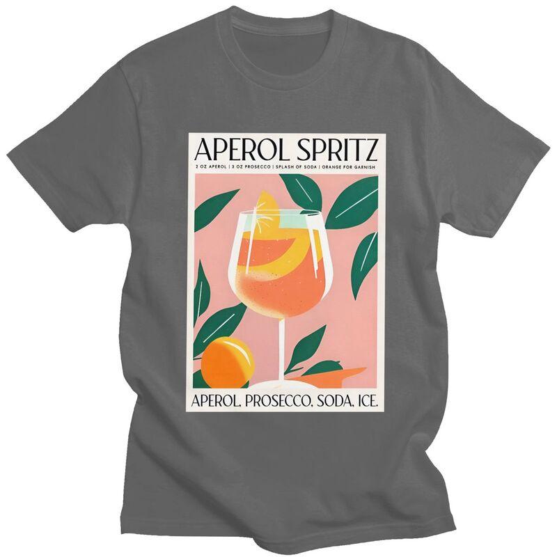 Custom Vintage Cocktail Drink Orange Spritz Aperols T Shirt Men Short Sleeve Tshirts Casual Tee Pure Cotton Slim Fit Tshirt