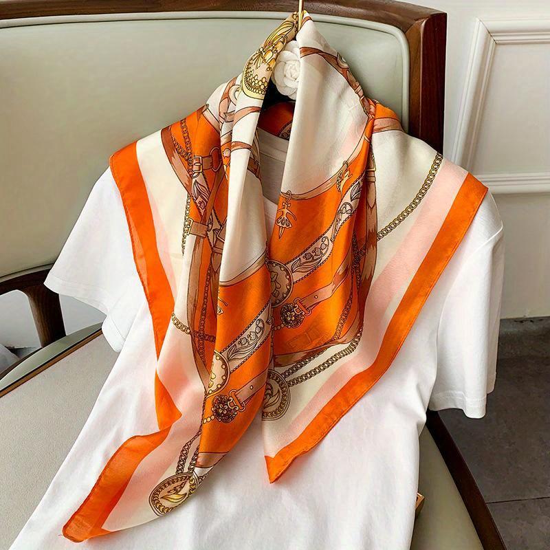 Luksuriøst 70 cm firkantet skjerf i simulert silke for kvinner Hijab Hårbånd Halsklede Dame Sjal Bånd Hodebånd Mote Wraps Bandana
