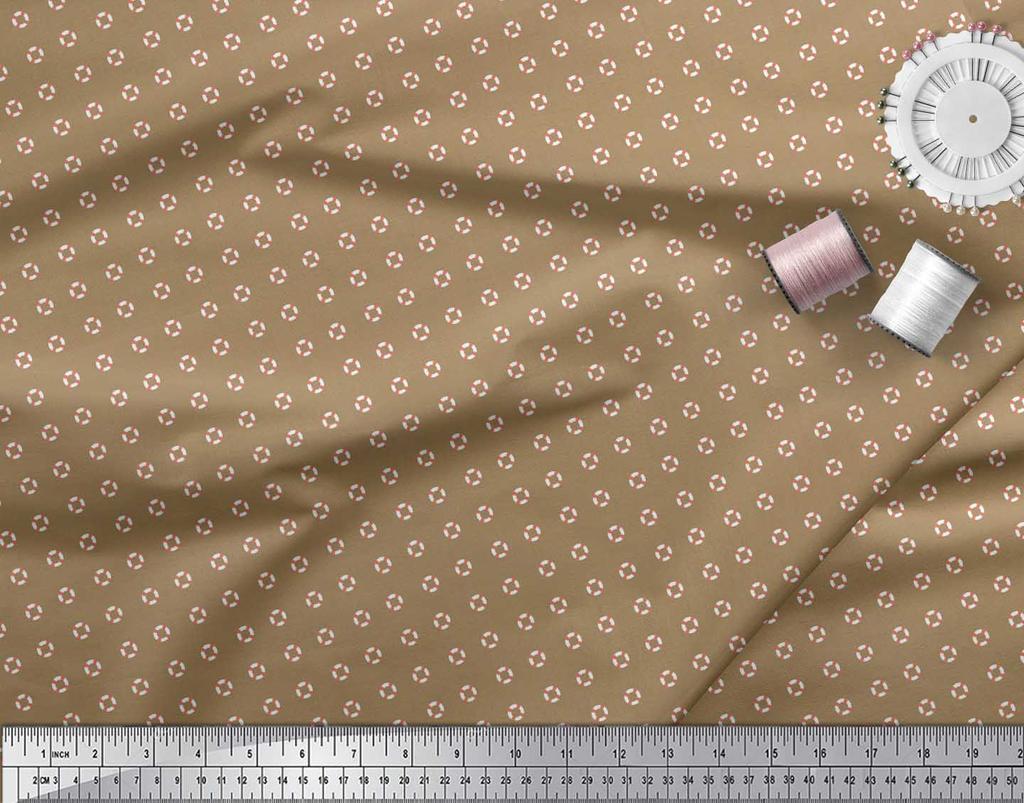 Soimoi Japan Crepe Satin Fabric Swimming Ring Small Printed Craft Fabric by the metre 42 Inch