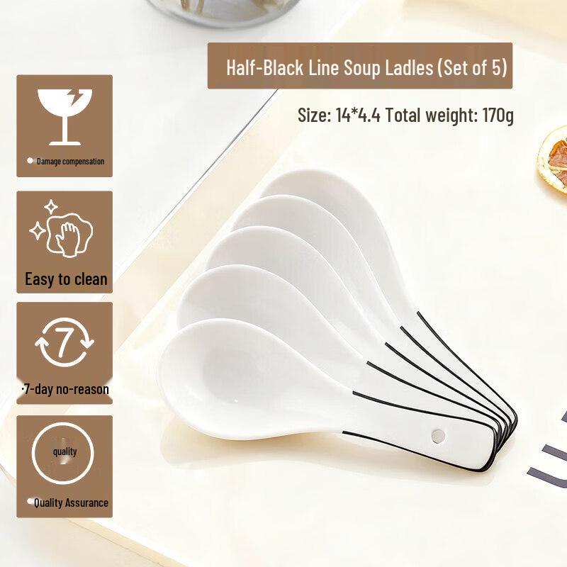 Qiwei Elegant Ceramic Long-Handle Serving Spoon