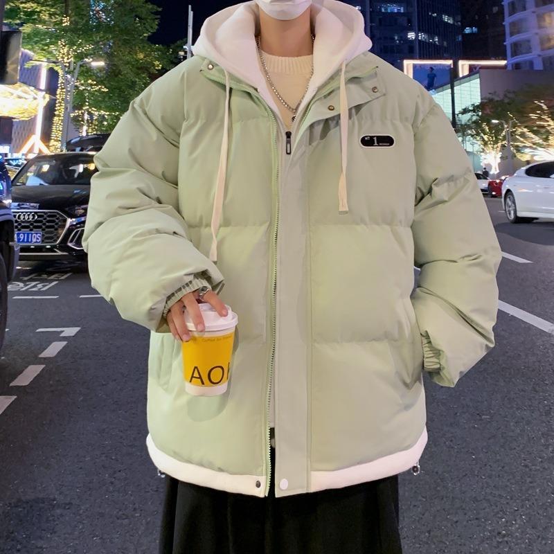 New Autumn and Winter Leisure Sports Versatile Men and Women Couple Cotton Clothes Fake Two Hooded Thickened Warm Cotton Coat