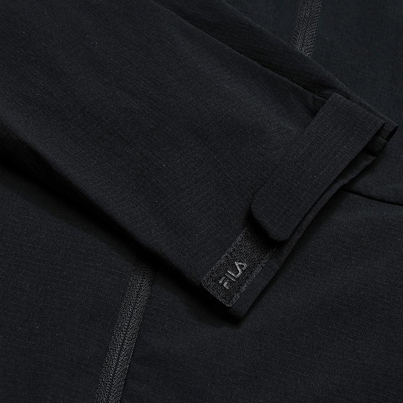 Fila White Fashion Classic Simple Casual Versatile Basic Hooded Woven Jacket Men Jacket Black F61M623701FBK