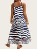 Bohemian Zebra Print V-neck Maxi Dress