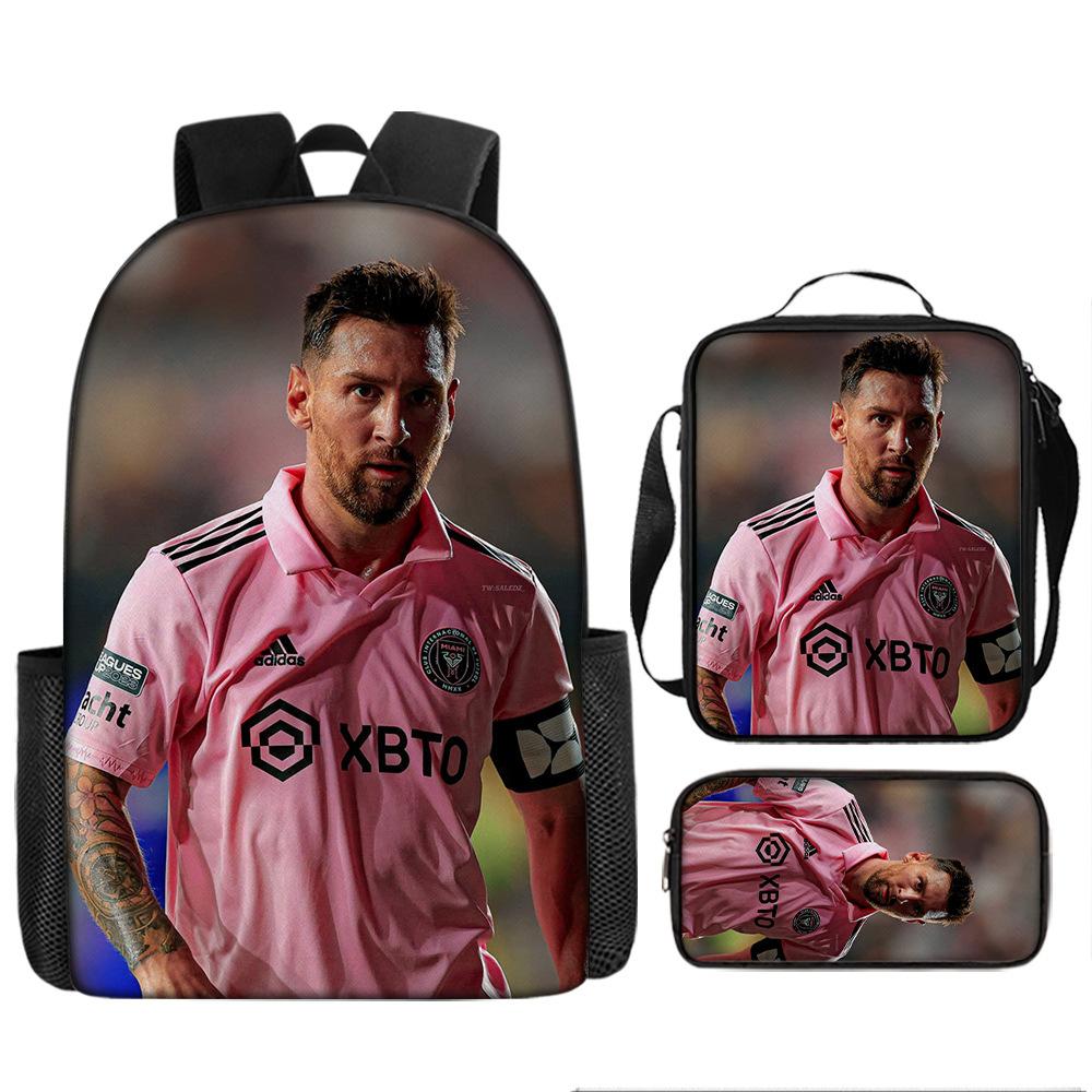 Football Schoolbag Three-Piece Backpack Pencil Bag Satchel Package Primary And Secondary School Students Schoolbag