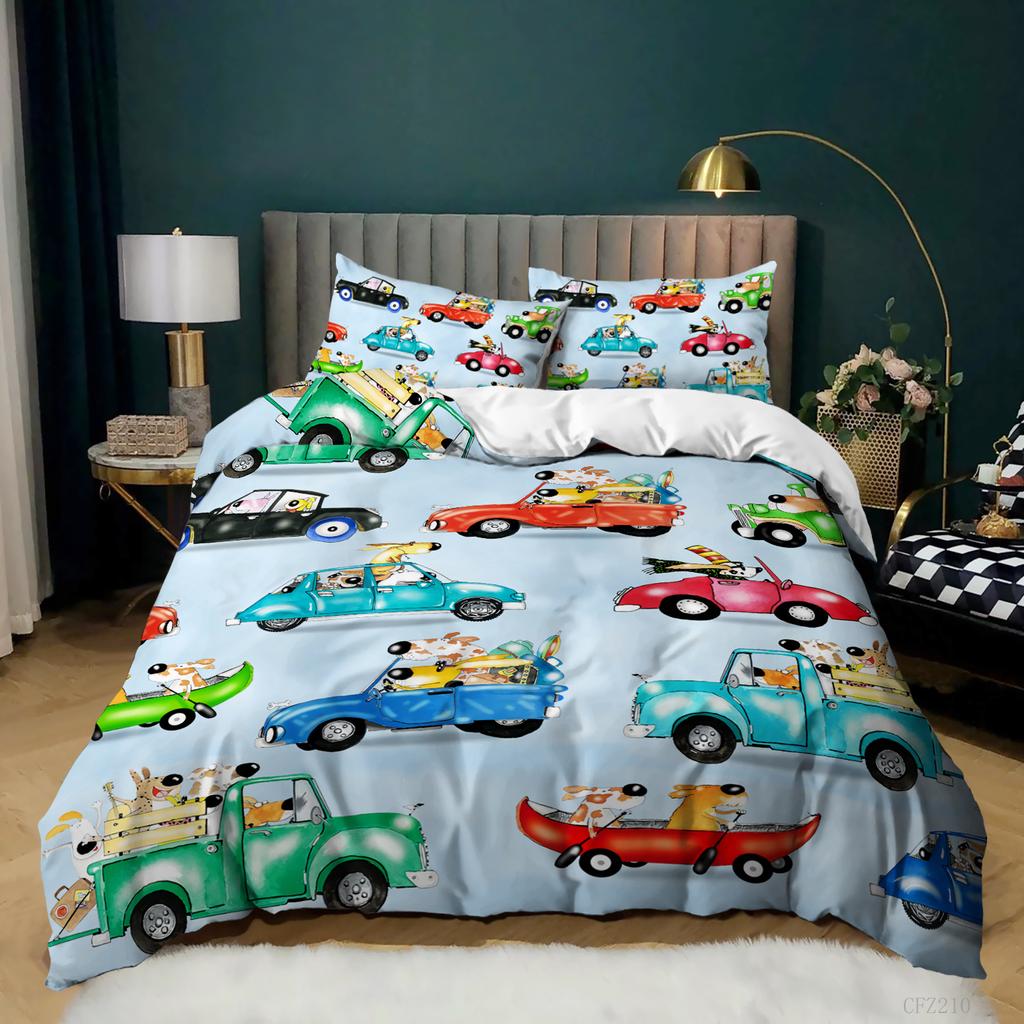Cartoon Car Rv Quilt Cover Three-Piece Bedding Delivery