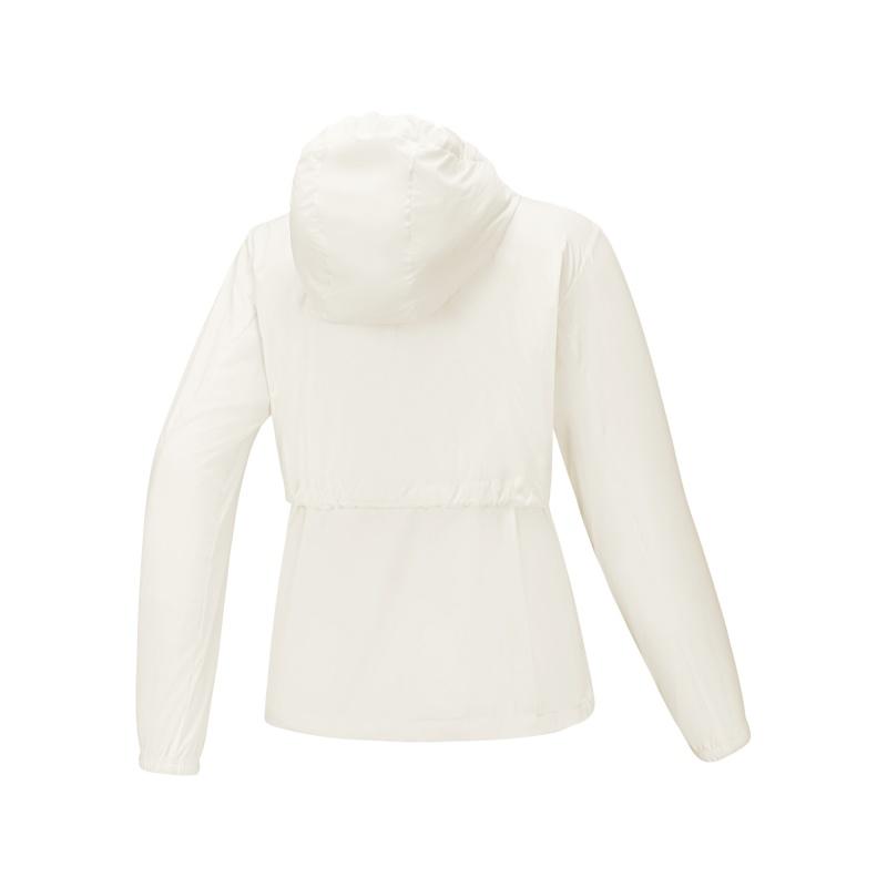 Skechers Fashion Versatile Solid Color UV Protection Woven Hooded Long Sleeve Jacket Women Jackets Vintage-White P225W001-01QZ