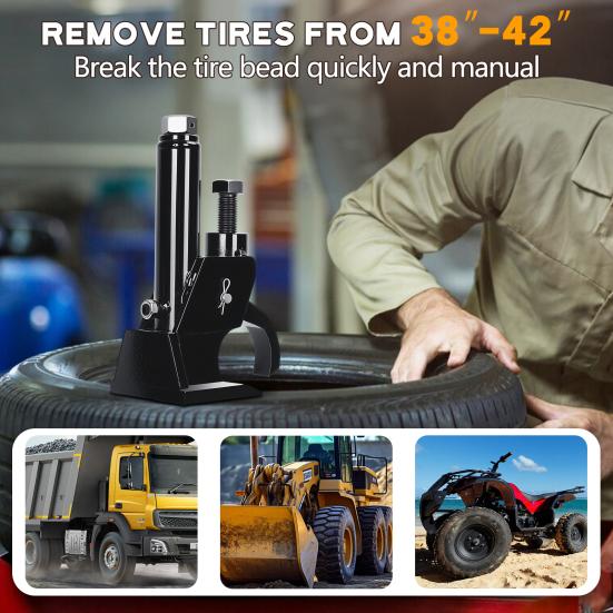 Tire Change Tool Manual Bead Breaker with Rubber Pad, Aluminum Alloy Hub Friendly Portable Changer, Remover Heavy Duty Removal for ATVs UTVs Tractors