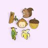 Little Monkey Woodpecker Mini Banana Shape Enamel Lapel Pin Cartoon Metal Brooch Jewelry For Women Men Hat Backpack Bags Badge P