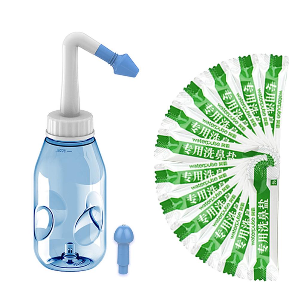 300ML Portable Nasal Wash Bottle with Cleaning Salt Pressure Sinus Rinse Cleaner Nasal Irrigation for Adults and Kids