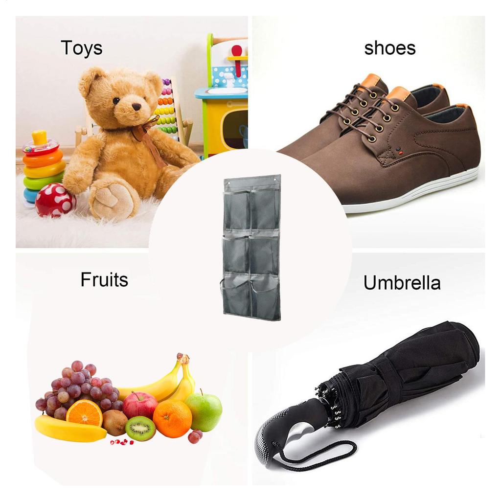 6 Compartments Mesh Closet Shoe Holder Large Capacity Wall-Mounted Storage Bag Baskets Hangable Organizer