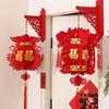 Traditional Palace Lantern Year Of The Horse Lantern Chinese New Year Decoration Fu Character Flocked Fabric Hanging Lantern