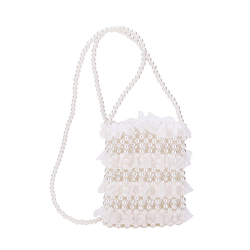 Summer New Hand-woven Beaded Lace Fashion Shoulder Crossbody Small Bag Versatile Mobile Phone Bag
