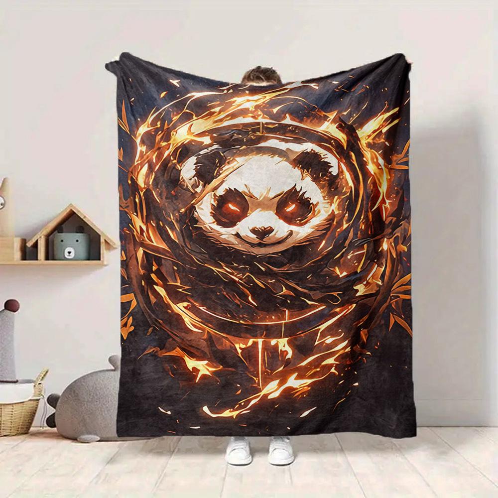 1PC Panda Fire Artwork Blanket, Throw For Sofa, Bed, Travel, Printing Blanket With Soft And Warm Fabric yy250918132