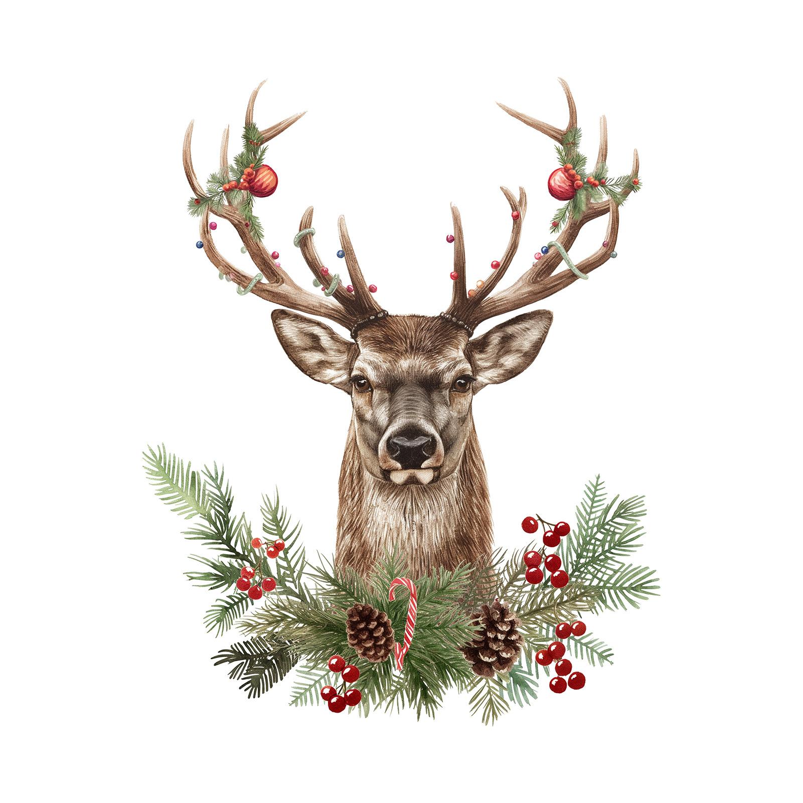 

3D Cartoon Reindeer Break-Through Wall Decal Vinyl Christmas Wall Stickers Removable Holiday Decor for Home and Living Spaces