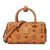 Visetos Cognac-Leder Mini Boston Crossbody-Tasche mit goldener Hardware für den täglichen Gebrauch