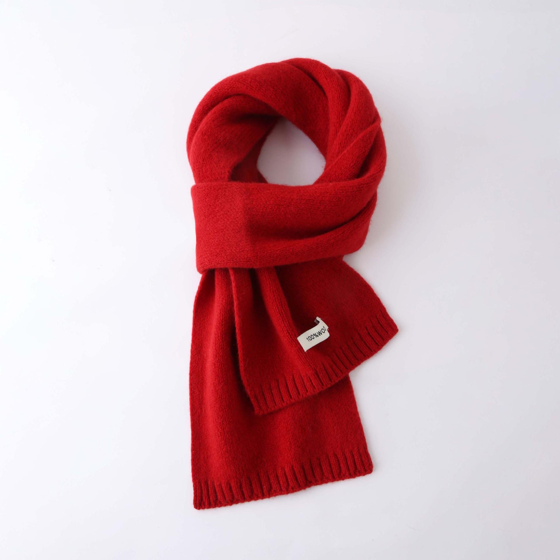 

Australian 100% Wool Scarf New Solid Color Winter Warm Knit Neck Warmer For Men And Women Cashmere Scarves 20x160cm