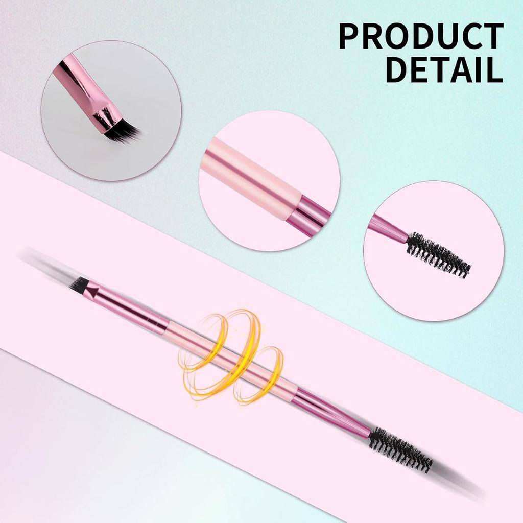 6 Pieces Dual-Ended Brow Brush, Eyebrow Brush, Angled Eye Brow and Spoolie Brushes, Shaping and Filling Eyebrows, Eyebrow Spoolie Brushes for Precise