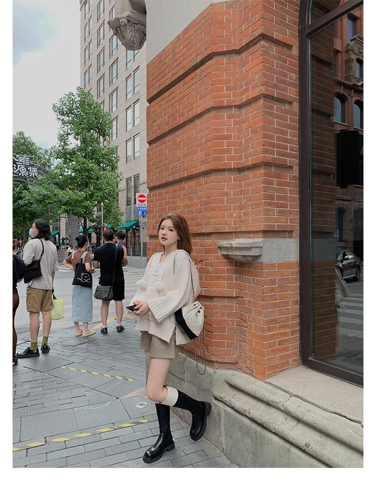 Grape mother studiolee color matching fashion round head thick sole thick heel medium long tube thin knight boots women autumn and winter