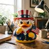 Patriotic Duck Figurine Funny Uncle Duck Statue with American Flag And Top Hat Collectible 4th of July Decoration for Independence Day Home Decor