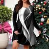 Plus Size Women's Gradient Print Casual Spring/Autumn Pocket Round Neck Long Sleeve Dress