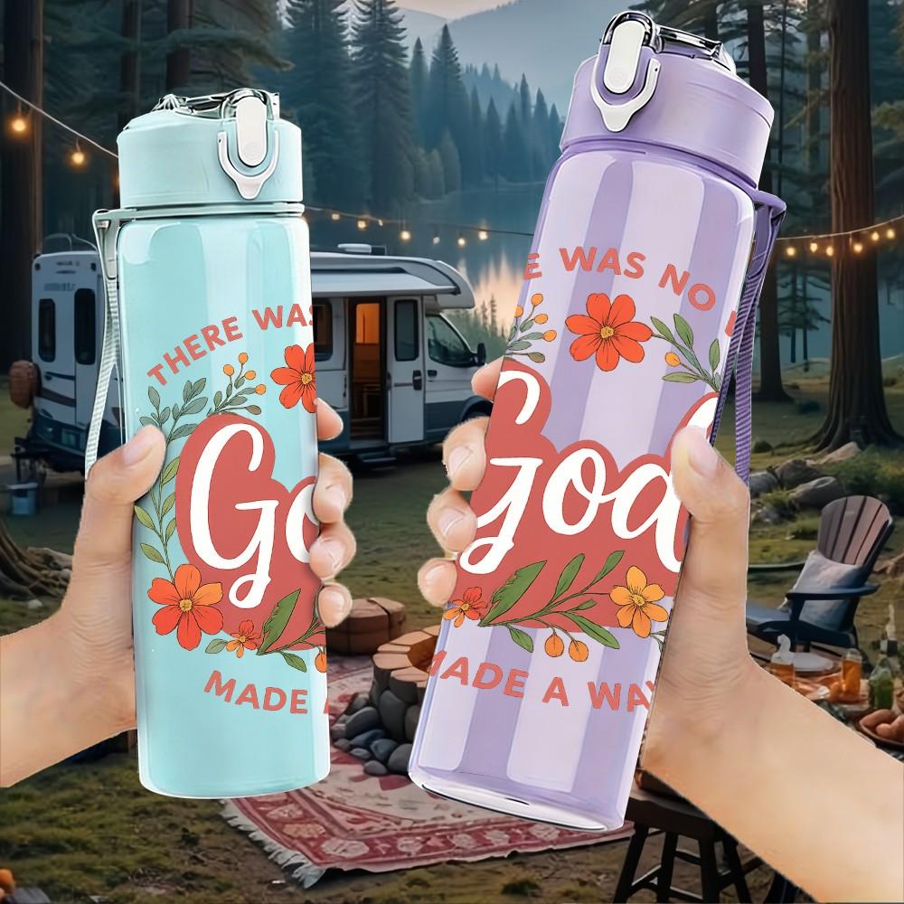 1PC God Is Within Her Art 750ml Color Plastic Sports Water Bottle Leakproof Flip Straw Lid Suitable for Sports Office Home Use