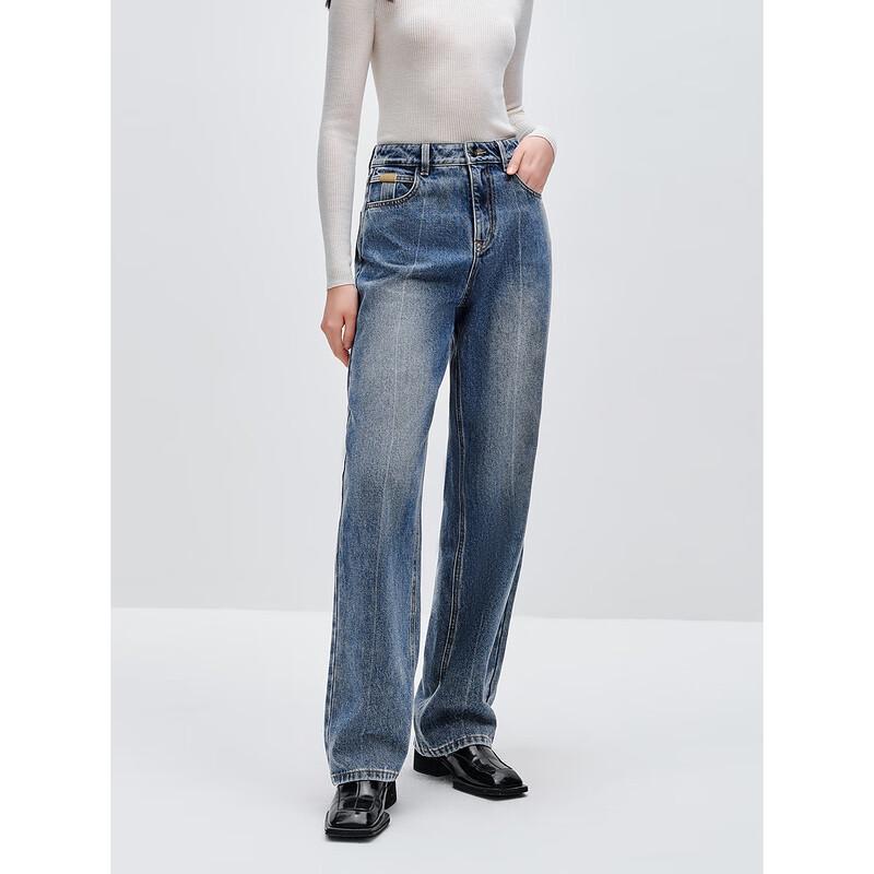 

Taipingniao Women s Retro High-Waist Wide-Leg Straight Jeans XL