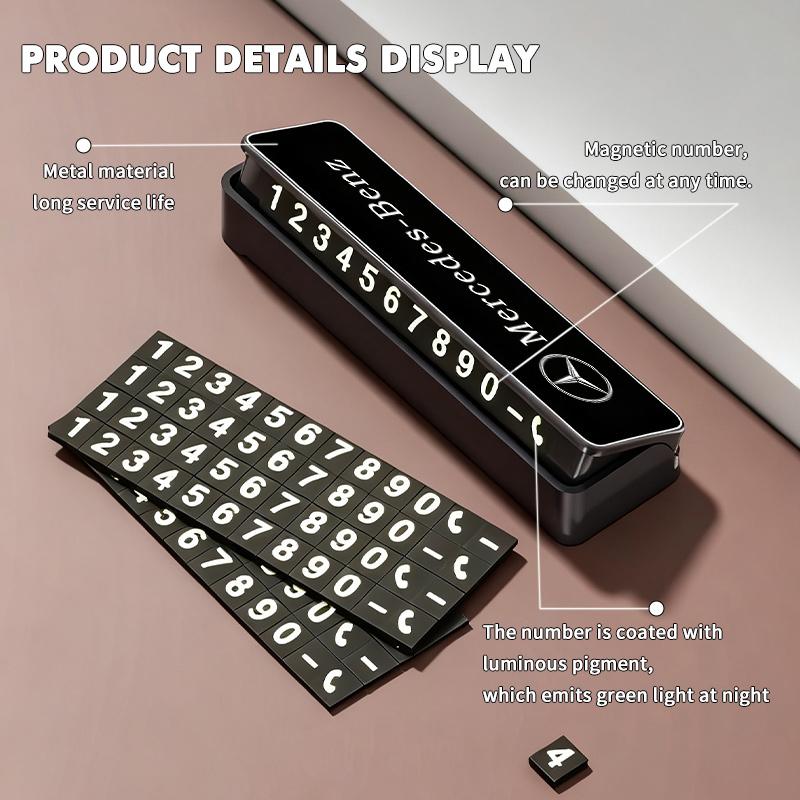 Car Temporary Parking Card Phone Number Hidden Stop Sign Card Plate For Benz Exclusive AMG SPRINTER V CLASS VIANO W124 W203 W204
