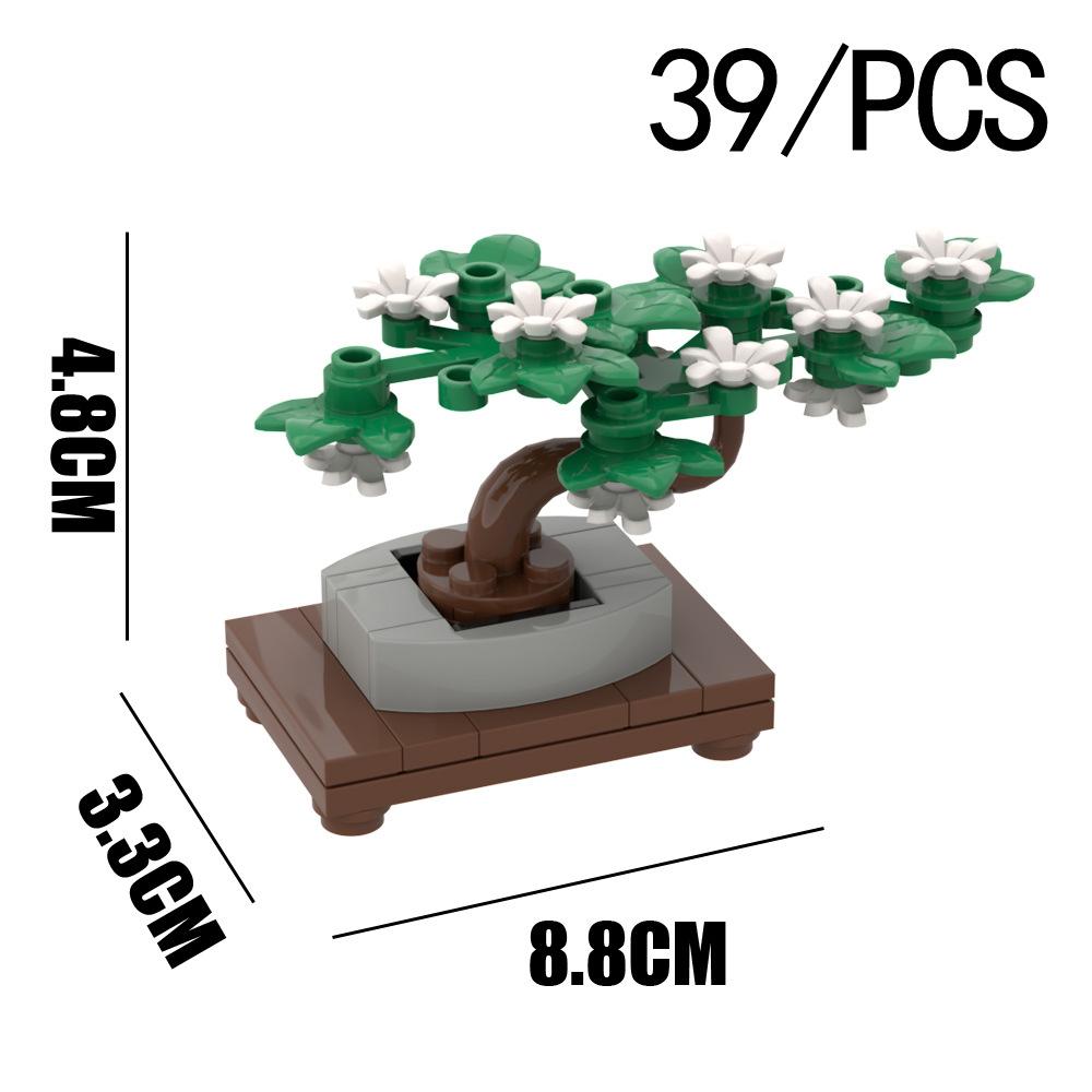 Malé Částice Skládací Stavebnice Květinová Koule Borovice v Květináči Pěti-květý Kytice Doplněk Scény Zahradní Rostlina Ozdoba