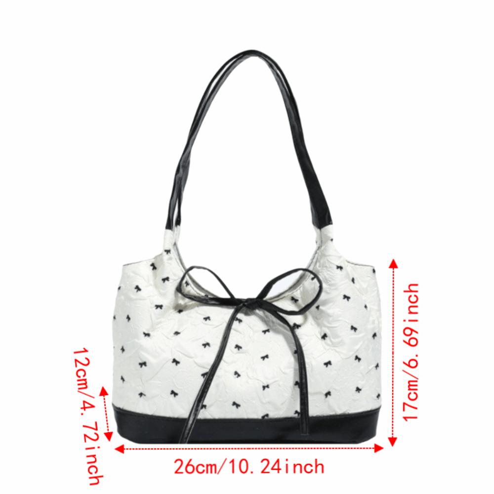 Simple Style Sweet Shoulder Bag Portable Contrast Handbags Gift Bowknot Underarm Bag  Daily Use