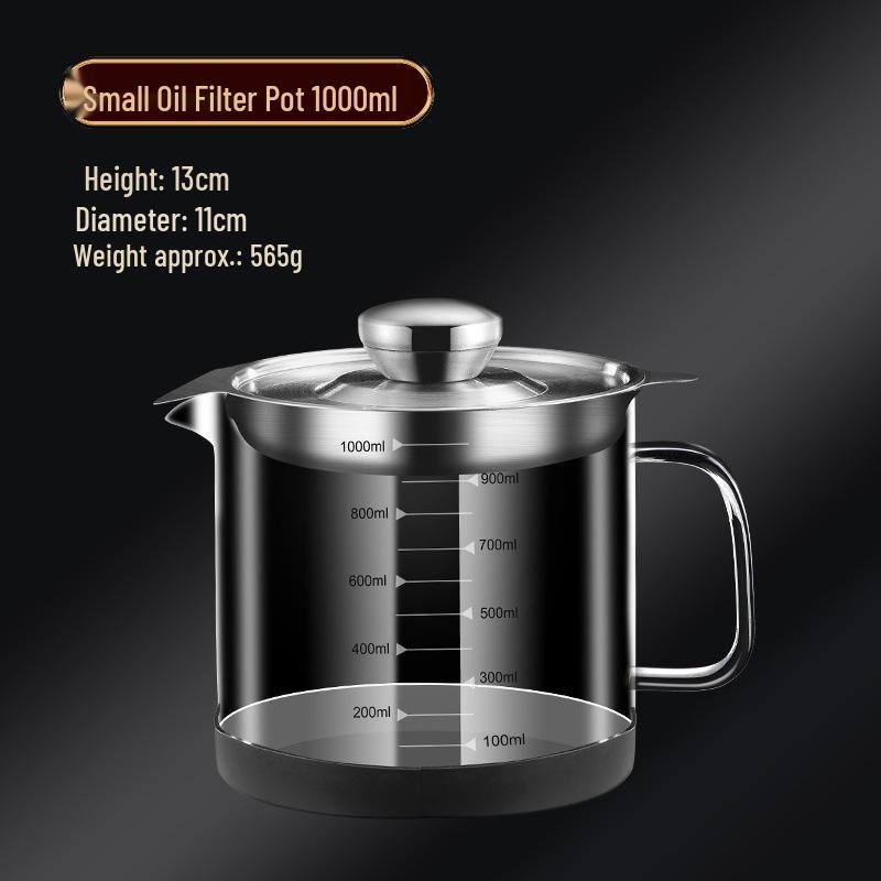 

Стеклянный горшок для масла с фильтром и резервуаром для хранения