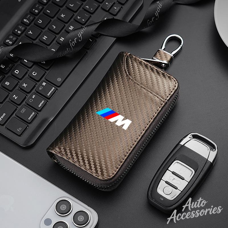 Carbon Fiber Car Wallet Key Case Zipper Wallet Holder Multifunction Accessories For BMW F20 F30 F40 F15 F25 F26 F31 F49 M3 M5 X3 ysdn68