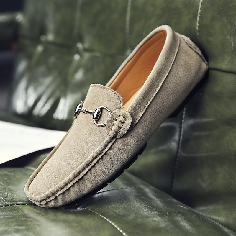 Fashion Mens Casual Loafers Comfortable Genuine Leather Suede Casual Shoes Men Sneakers New Summer Male Walking Loafers Big Size 38-47