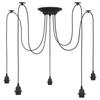 Hanging Lamp With 5 E27 Bulb Holders Black Metal