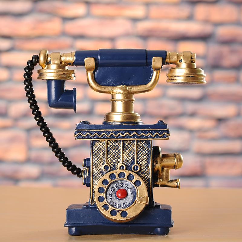 Vintage Telephone Model Piggy Bank Old Style Telephone Resin Sculpture European Home Decoration Desktop Ornaments Accessories