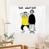 Velvet Underground Band Doodle Wall Tapestry White Background Black Line Art Musician Guitar Drum Funny Meme Indie Rock