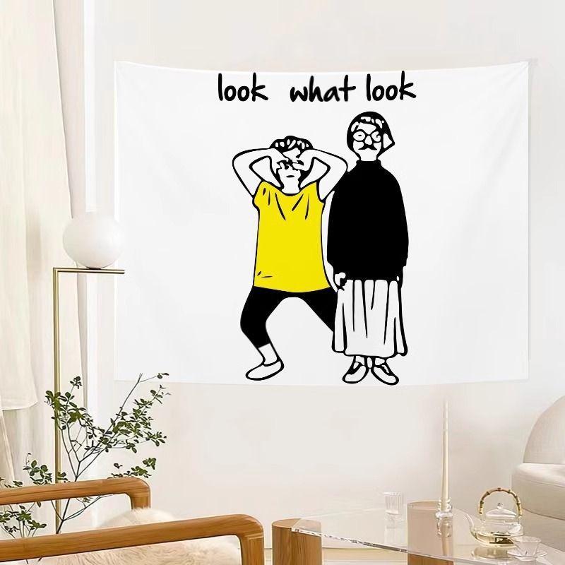 Velvet Underground Band Doodle Wall Tapestry White Background Black Line Art Musician Guitar Drum Funny Meme Indie Rock
