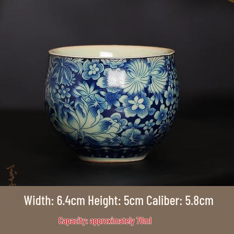 Chaxun Ru Ware Blue & White Sancai Gaiwan
