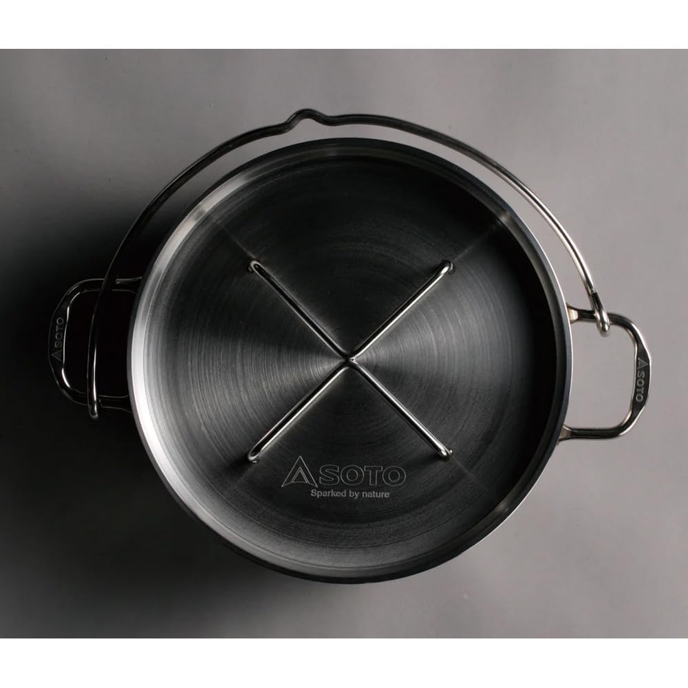 [SOTO] Tillverkad i Japan (Tillverkad i Tsubame-Sanjo) Gjutjärnsgryta, Rostfritt stål, Ingen kryddning krävs, Lätt att rengöra (Tål diskmaskin, Diskmedel OK), Hög