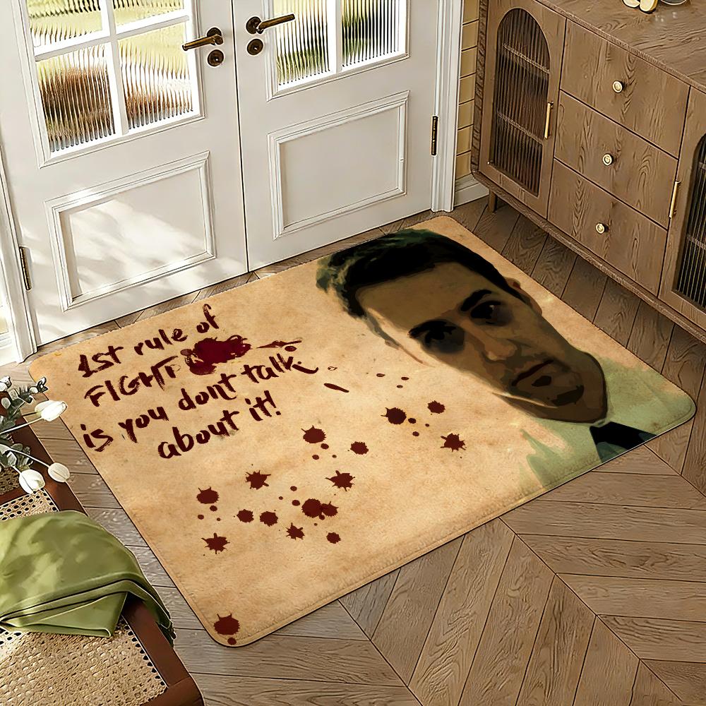 Fight Club Movie Brad Floor Mat Soft Thickened Absorbent Non-Slip Bedroom Living Room Door Mat Home Decor Flannel Rugs