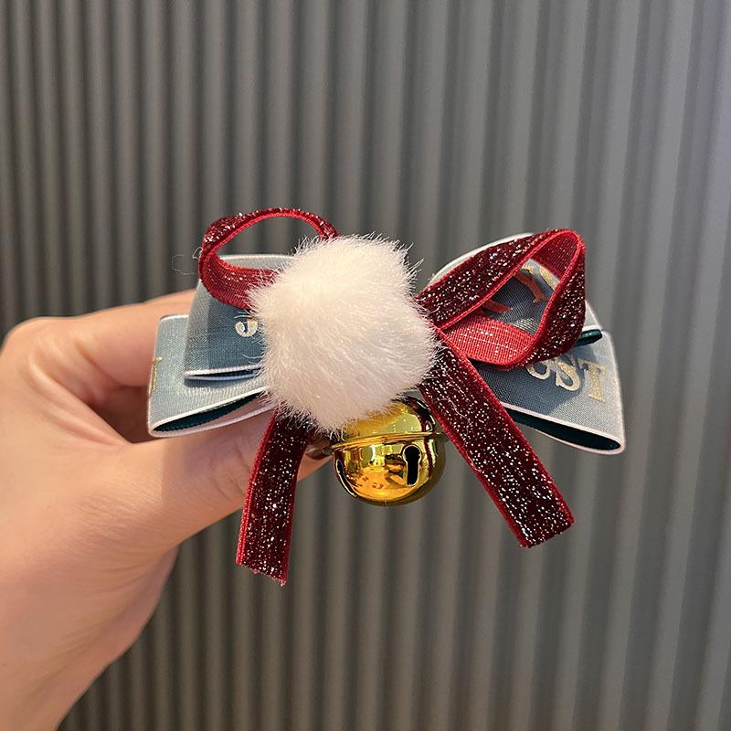 Korean Double-Layer Bow Bell Hairpin - Christmas Princess Hair Accessory for Girls