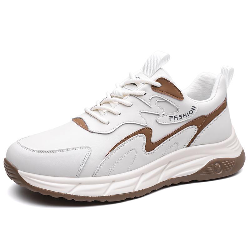 Sneakers Men's Autumn and Winter New Breathable Soft-soled Running Shoes Trendy Leather Men's Shoes Casual Platform Dad Shoes