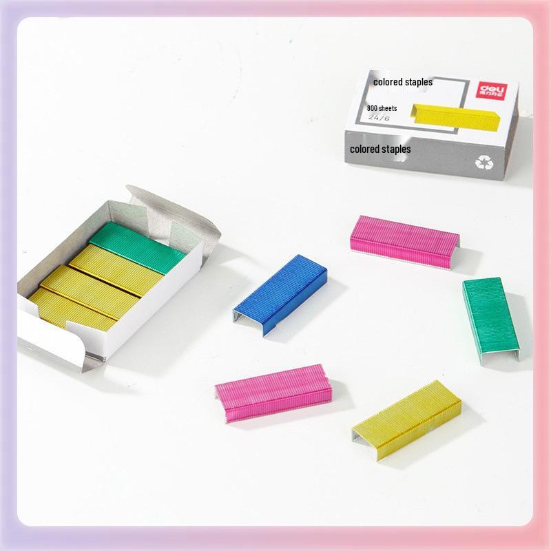 0211 Assorted Color Staples, No. 12 Standard, 4 Colors, 800 Pieces, 24/6 Stapler Pins