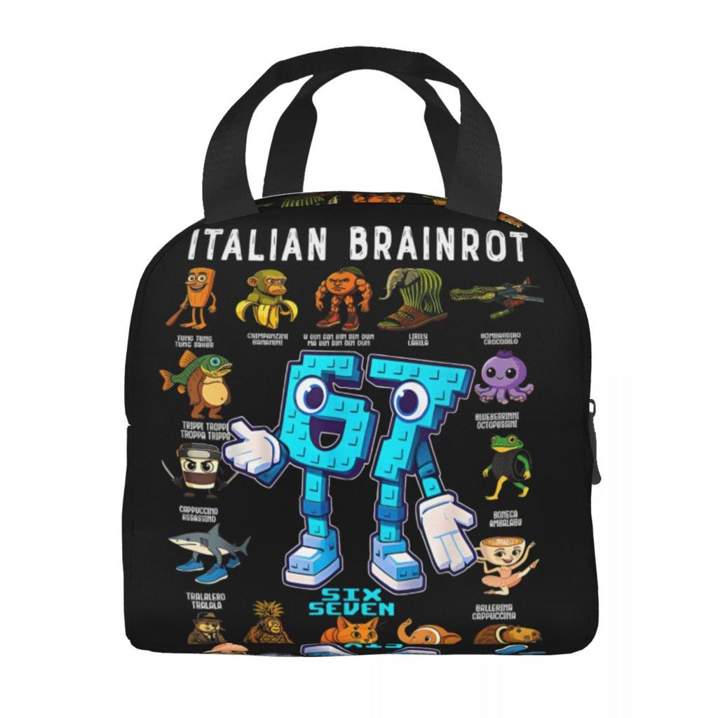 Lunch Boxes 67 Six Seven 6-7 Funny Italian Brainrot Merch Food Box Harajuku Thermal Cooler Bento Box For Travel