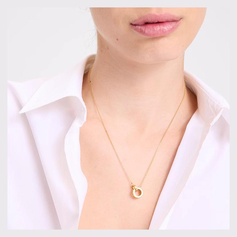 Kate Spade Micro Logo Details Stainless Steel Necklace Women's Gold KK403