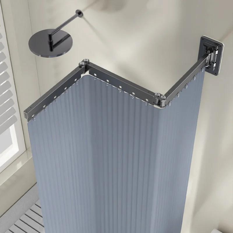 Set Tenda Doccia Pieghevole Premium - Divisorio Retrattile Invisibile Senza Foratura, Poliestere Impermeabile Separazione Secco-Bagnato